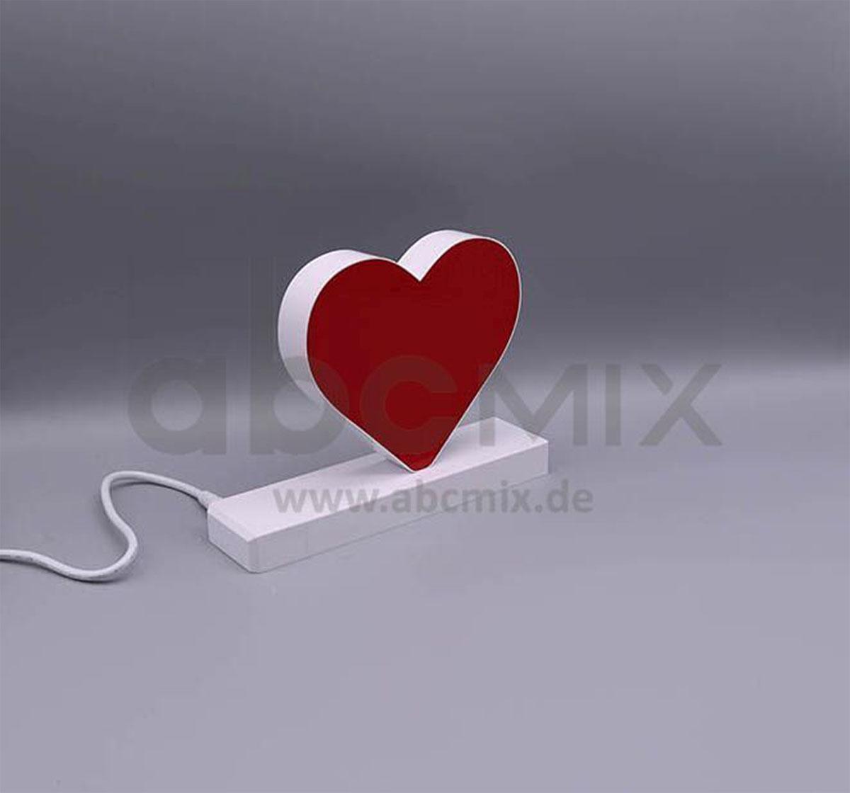 LED Buchstabe Click rotes Herz für 125mm Arial 6500K weiß