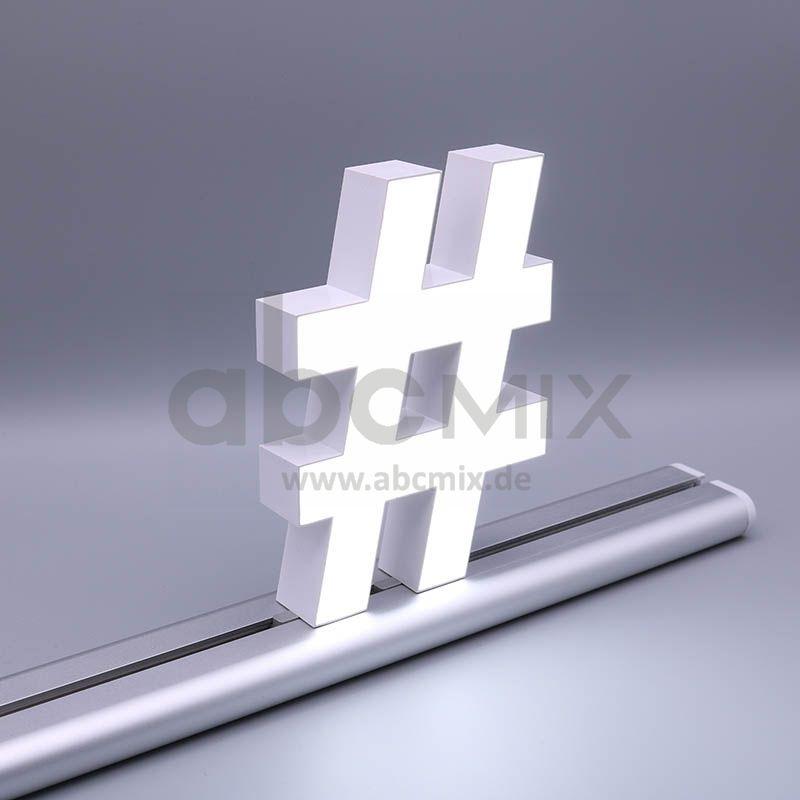 LED Buchstabe Slide Hashtag # für 150mm Arial 6500K weiß